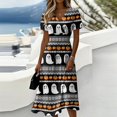 thumbnail image 1 of Halloween Dresses for Women Pumpkin Ghost Short Sleeve Spooky Dresses V Neck Funny Cute Dress, 2XL, 1 of 5