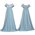thumbnail image 1 of Halloween Dresses for Women with Sash Empire Waist Ruffled Puff Sleeve Long Dress White Dress Ladies Elegant Light Blue M, 1 of 5