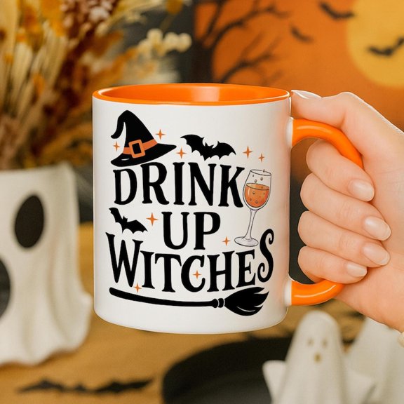 Halloween 'Drink Up Witches' Mug, Funny Autumn Witch Haoffee Mug, Spooky October Wine Cup, Trick or Treat Fall SeaS1on Tea Cup, Witch Gift