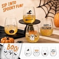 thumbnail image 1 of Halloween Drinkware, Halloween Glass Cups, Witch Hat Glass, Broom Design Glass, 420Ml 14Oz Clear Stemless Tumbler 4X3.5 Inch with Magic Stars Print, for Holiday Party Use, Daily, 1 of 5