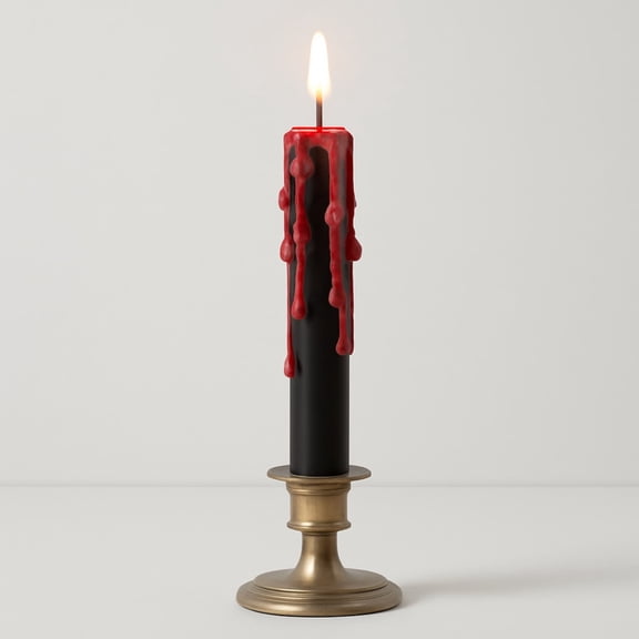 Halloween Dripping Blood Candle Set (2pc), Spooky Melting Wax Tapers, Gothic Party Decor, Battery Operated LED Candles for Safe House, Unscented Horror Props