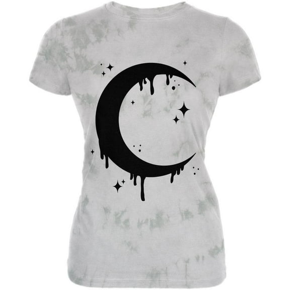 Halloween Dripping Crescent Moon Juniors Premium Soft T Shirt Soft Green Triblend 2XL