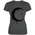thumbnail image 1 of Halloween Dripping Crescent Moon Juniors Soft T Shirt Asphalt X-LG, 1 of 2