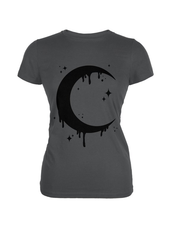 Halloween Dripping Crescent Moon Women's Juniors Soft T Shirt