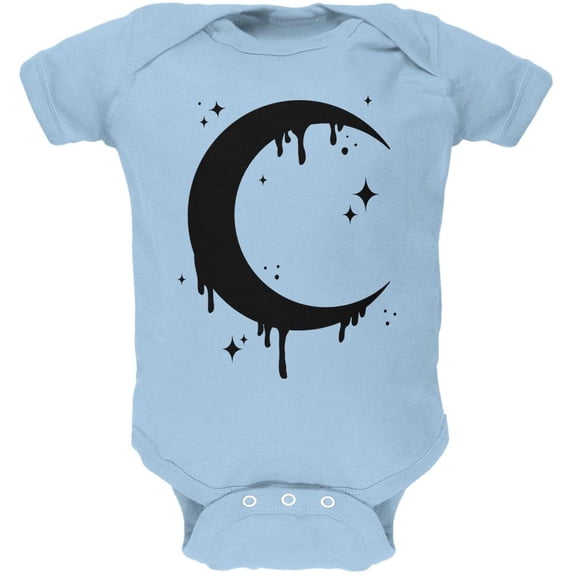 Halloween Dripping Crescent Moon Soft Baby One Piece Light Blue 12 Month