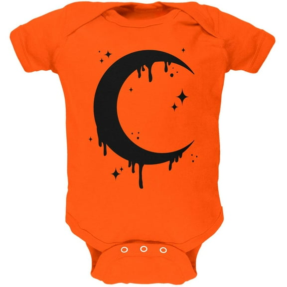 Halloween Dripping Crescent Moon Soft Baby One Piece Orange 3 Month