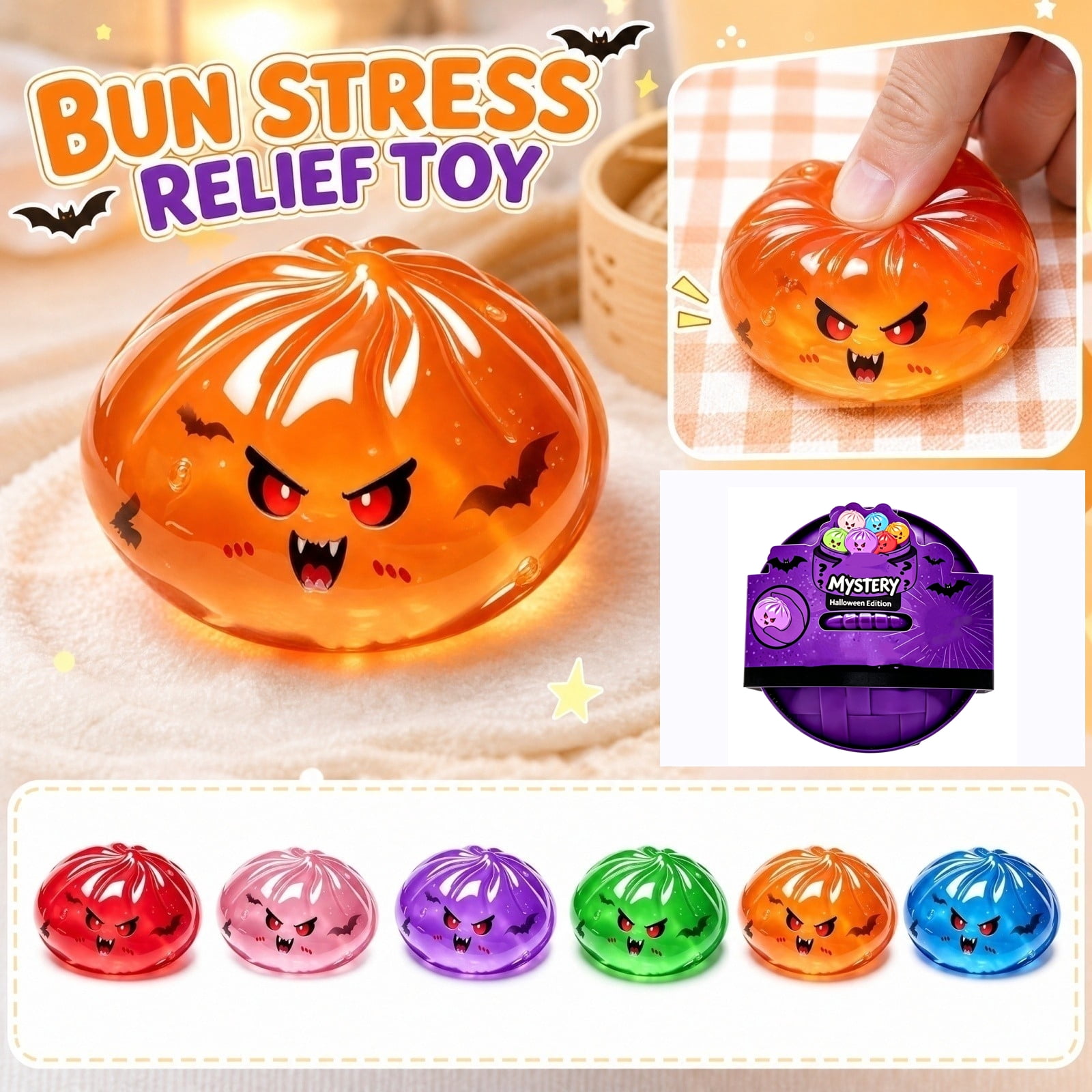 Halloween Dumpling, Halloween Dumpling Squishy with Box, Dumplings Sensory Squeeze Toy for Stress Relief