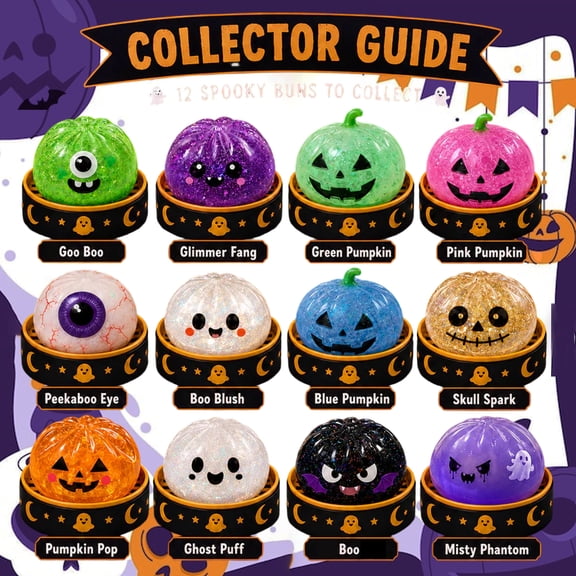 Halloween Dumpling Squishy Mystery Blind Box Halloween Spooky Ghost Dumpling Squishies Toys Dumplings Stress Balls Stretchy Clear Gel Fidget Toy Collectible Squishy Dumpling,6pcs