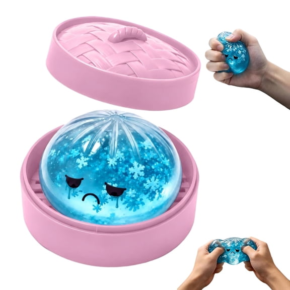 Halloween Dumpling Squishy with Steamer Snowflake Sad Face Baozi Squishy Squeeze Stress Relief Fidget Sensory Dumpling Squishies forfor Relaxation Office Home Decoration Gift - 3.2 Inch