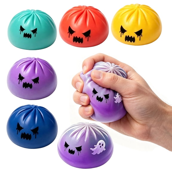 Halloween Dumpling Squishy Toy – Evil Face Slow Rising Squeeze Ball – Fidget Toy for Anxiety Relief – Halloween Party Gift and Desk Decor