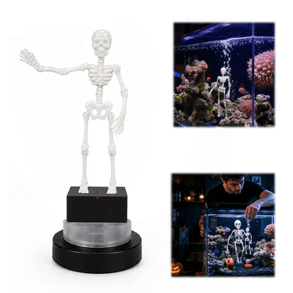 Halloween Dynamic Skeleton Fish Tank Ornament, Powered Air Moving Skull Aquarium Accessory, Creative 3D Print Decor To Boost Water Oxygen Levels