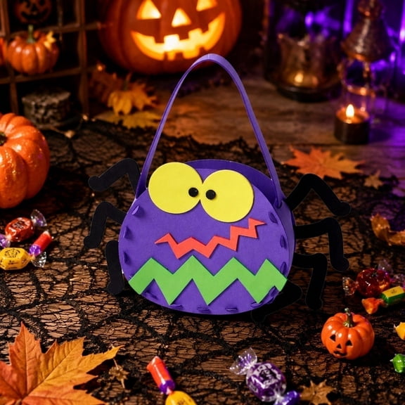 Halloween EVA Handbag DIY Craft Kit, Reusable Foam Candy Goodie Bag for Trick or Treat Party, Random Model