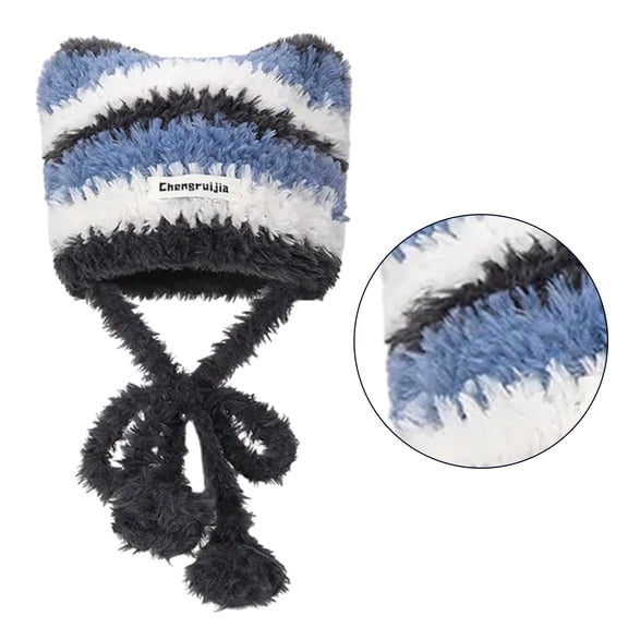 Halloween Ear Hat Knit Hat Striped Party Holiday Winter Warm Hat Theme for Teens