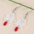 thumbnail image 1 of Halloween Earrings Acrylic Dangle Earrings Ghost Pumpkin Bat Earrings Halloween Theme Accessories(A Pair of Cute Ghost), 1 of 3