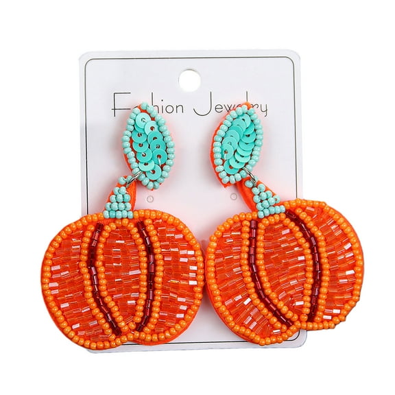 Halloween Earrings Beaded Boo Earrings for Women Spooky Ghost Pumpkin Drop Dangle Earrings Handmade Gothic Costume Party Earrings Holiday Festive Jewelry Gifts