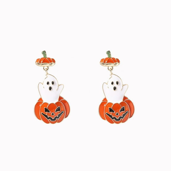Halloween Earrings Dripping Oil Studs Cute Sparkly Enamel Pumpkin Jewelry for Holiday Party Women Accessories