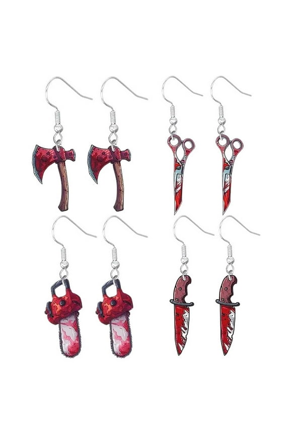 Halloween Earrings Scary Axe And Scissors Shaped Jewelry For Party Night Accessories