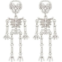 Halloween Earrings Spooky Skull Skeleton Dangle Earrings for Women Bling Rhinestone Crystal Punk Gothic Jewelry Halloween Accessories Gifts