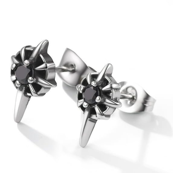 Halloween Earrings for Men/Women Black/Red Birthstone Crown Stud Earrings Hypoallergenic Stainless Steel Screw Nail Jewelry for Gift Clearance