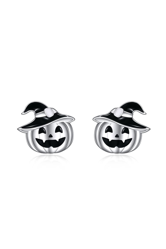 Halloween Earrings for Women 925 Sterling Silver Pumpkin Stud Earrings Hypoallergenic Pumpkin Jewellery Halloween Gifts for Women (Pumpkin)