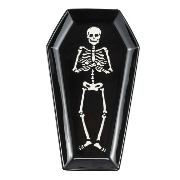 Halloween Earthenware Coffin Shaped Serving Tray, 12.12 in x 7.04 in, by Way To Celebrate