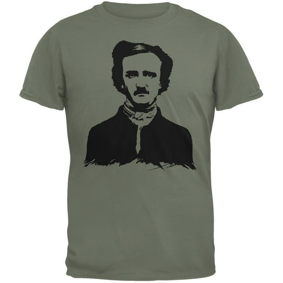 Halloween Edgar Allen Poe Military Green Adult T-Shirt - 2X-Large