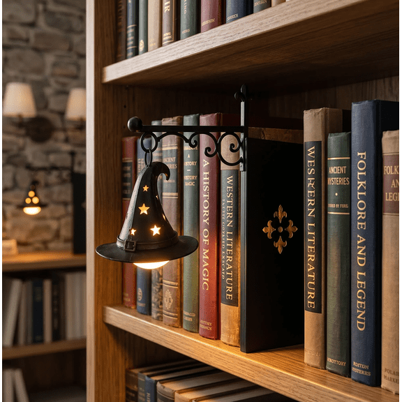 Halloween Edition Library Shelf Lanterns, Easy Slide Between Books Halloween Lantern Decor, Magical Glow Lamp for Book Lovers Fantasy Shelf Displays