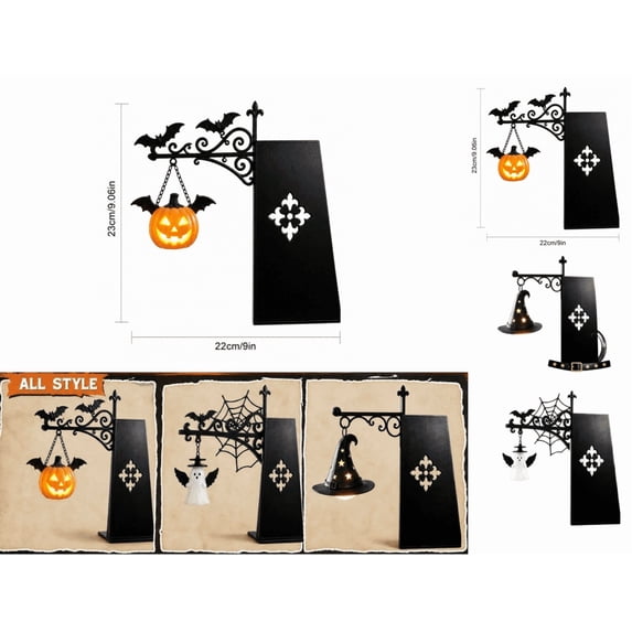 Halloween Edition Library Shelf Lanterns, Spooky Mini Slide-In Book Shelf Light Decor with Pumpkin Ghost Witch Hat Designs for Dark Academia Reading Nooks(Pumpkin)