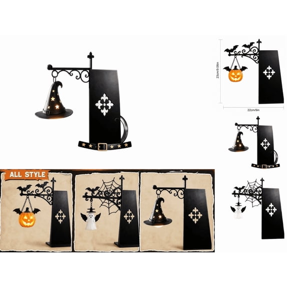 Halloween Edition Library Shelf Lanterns, Spooky Mini Slide-In Book Shelf Light Decor with Pumpkin Ghost Witch Hat Designs for Dark Academia Reading Nooks(Witch Hat)