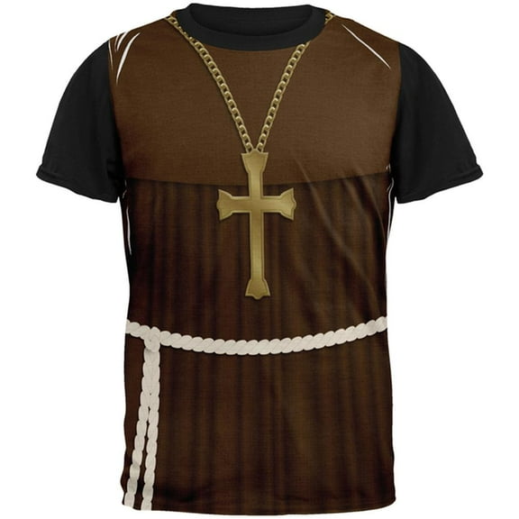 Halloween Edwardian Monk Costume All Over Mens Black Back T Shirt Multi SM