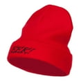 thumbnail image 1 of Halloween Eek Embroidered Long Beanie - Red OSFM, 1 of 5