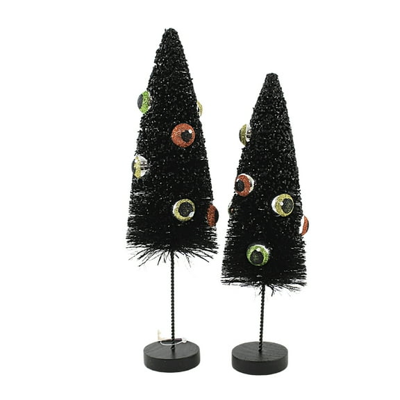 Bethany Lowe 11.00In Eerie Eyeball Bottle Brush Tree, Plastic, Set Of 2 Glittered Lc0724