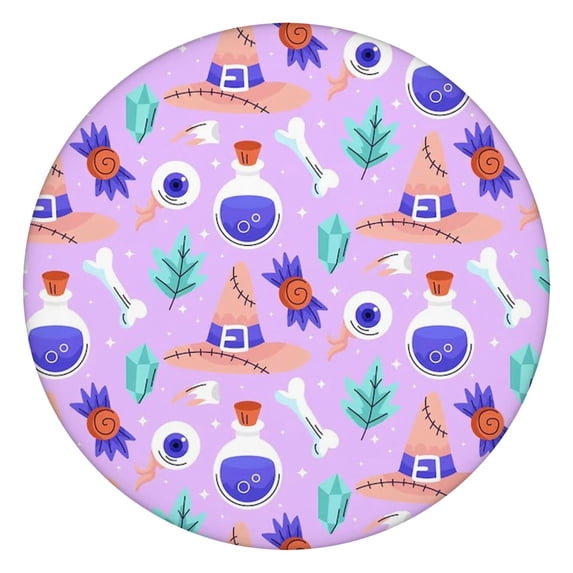 Halloween Elasticized Round Tablecloth - 44 Inch Stretch Table Cover for Dining Kitchen Party, Wrinkle Resistant Fabric