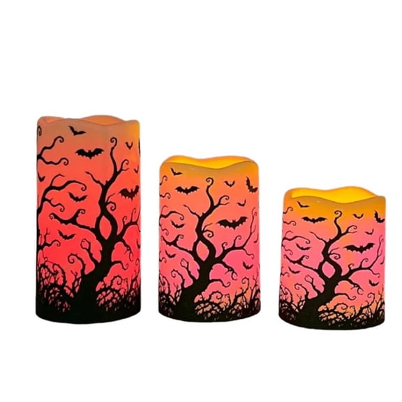 Halloween Electronic Candle Lamp Three-Piece Set Decoration Ambient Light Scene Props for Scary Party