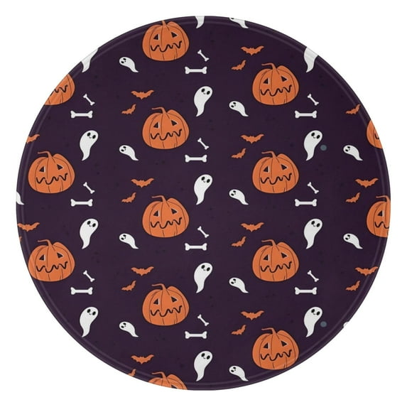 Halloween Elements Pattern Round Blanket,Comfortable Soft Flannel Throw Blanket,All Season,Warm Lightweight Blankets for Sofa Bed Couch Living Room Chair 47"x47"