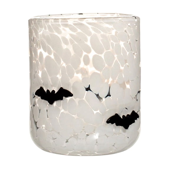 Halloween Embossed Glass Cup, Thick Crystal Style Tumbler with Colorful Patches for Juice Water Parties and Home Decor