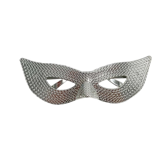 Halloween Embossed Metallic Half-Face Mask, Textured Eye-Covering Masquerade Prop with Elastic Band (1 PC Mask) Silver One Size