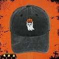 thumbnail image 1 of Halloween Embroidered Baseball Cap, Distressed Dad Hat with Owl and Pumpkin Design, Adjustable Unisex Cap for Outdoor Activities, Halloween Parties and Festive Autumn Events, 1 of 4