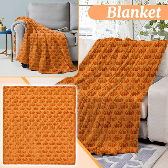 Halloween Embroidered Faux Fur Throw Cozy Warm Blanket for Couch Sofa Bed, Soft Seasonal Decorative Home Accent, XS-XXXL