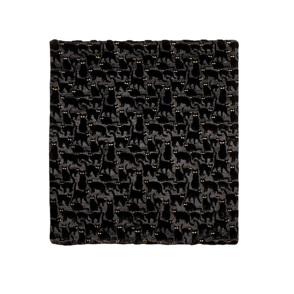 Halloween Embroidered Faux Fur Throw, Halloween Black Cats Blanket,39×59 inch Cozy Warm Blanket for Couch Sofa Bed, Soft Seasonal Decorative Home Accent