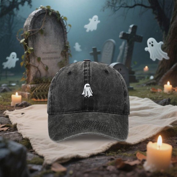Halloween Embroidered Ghost Baseball Cap Adjustable Dad Hat for Casual Outdoor Party Festive Accessory