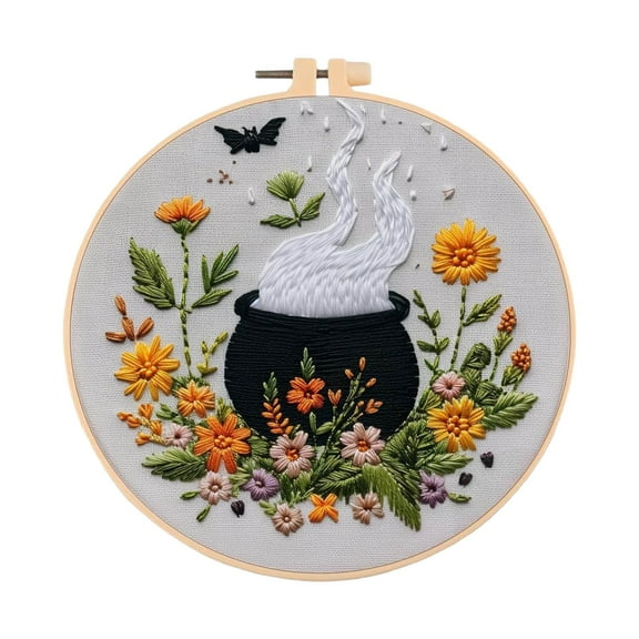 Halloween Embroidery Kit Diy Needlepoint Craft For Beginners Adults Gothic Stamped Handmade Art Supplies Sewing Project Diy Knitting Diy Home Decor