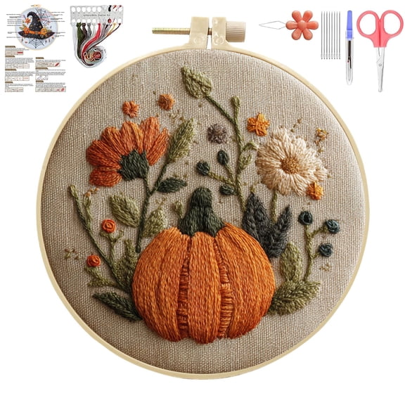 Halloween Embroidery Kit for Beginner, Gothic Embroidery Starter Kit for Adults Halloween Decor with Tools (#04)