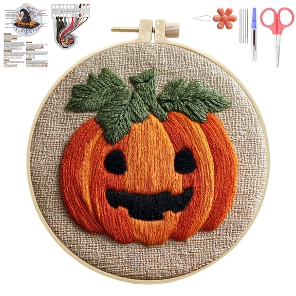 Halloween Embroidery Kit for Beginner, Gothic Embroidery Starter Kit for Adults Halloween Decor with Tools (#09)