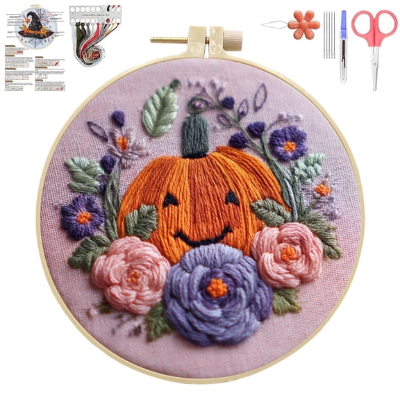 Halloween Embroidery Kit for Beginner, Gothic Embroidery Starter Kit for Adults Halloween Decor with Tools (#15)