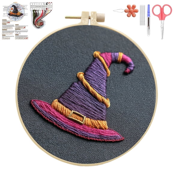Halloween Embroidery Kit for Beginner, Gothic Embroidery Starter Kit for Adults Halloween Decor with Tools (#20)
