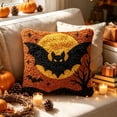thumbnail image 1 of Halloween Embroidery Pillow Kit, Half Cross Stitch Needlework Set with Printed Canvas, Yarn and Cushion Cover Materials for DIY Sofa Decor/Handmade Crafting/Seasonal Home Accent Set, A, 1 of 6