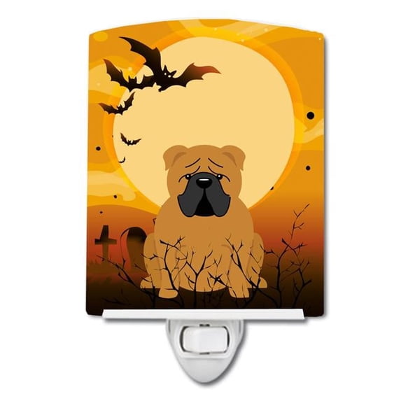 Halloween English Bulldog Red Ceramic Night Light