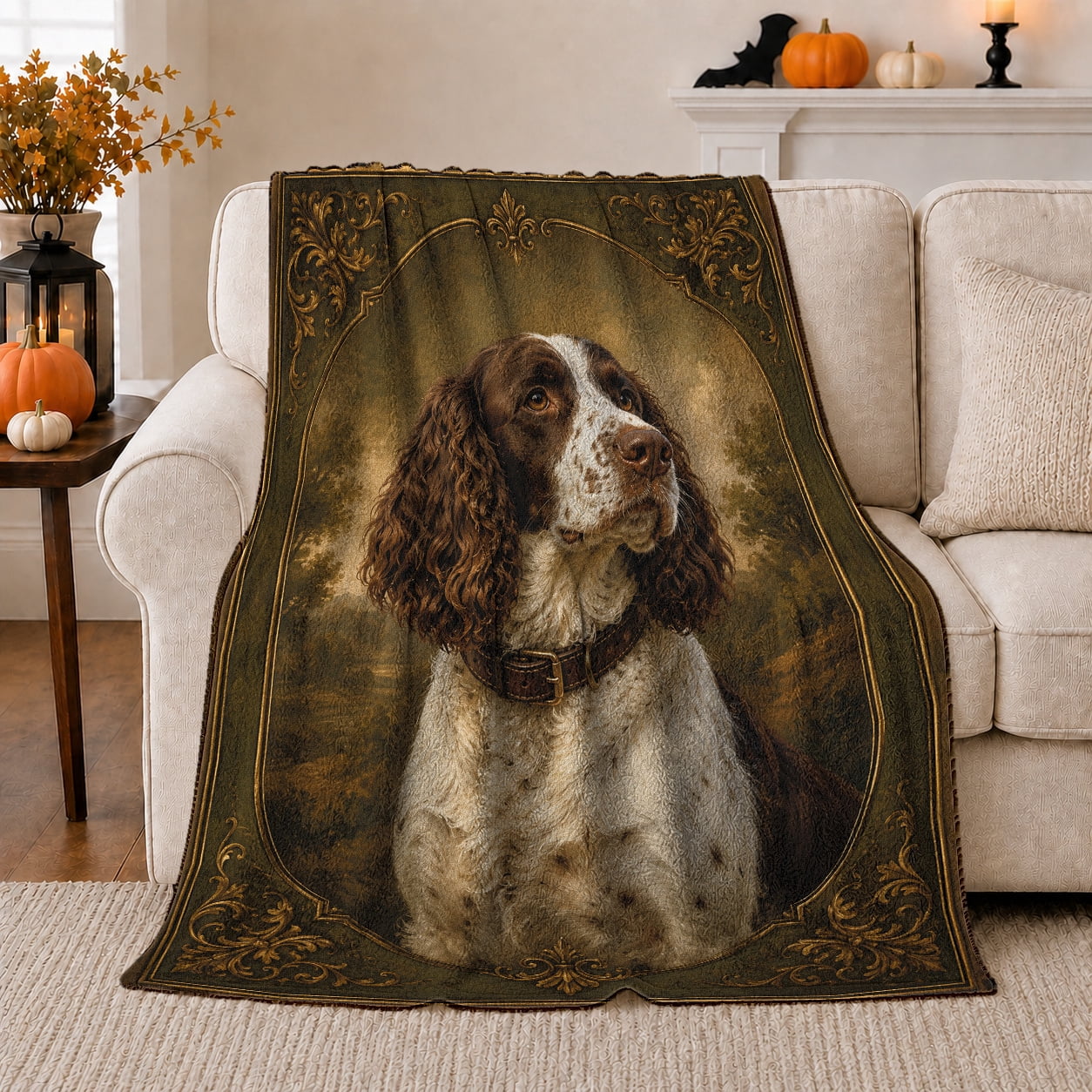 Springer Spaniel Sign Halloween English Springer Spaniel Portrait Living Room Fall, Festive ...