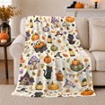 thumbnail image 1 of Halloween Enthusiasts Whimsical Ghosts Witch, Playful Pet Portrait Pattern, Warm Flannel Blanket for Living Room and Bedroom, Cat Lovers Halloween Gift, Pet Lover Home Decor, 1 of 9